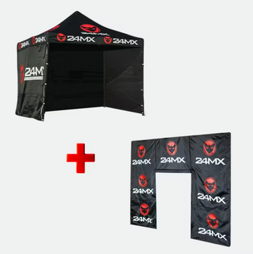 24MX Easy-Up Rennzelt mit Wänden 24MX Schwarz + Türwand 24MX